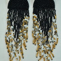 Black Beaded Tassel Earrings