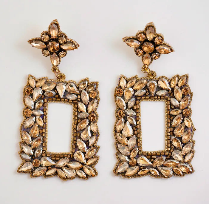 Gold Square Sparkle Earrings