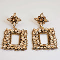 Gold Square Sparkle Earrings