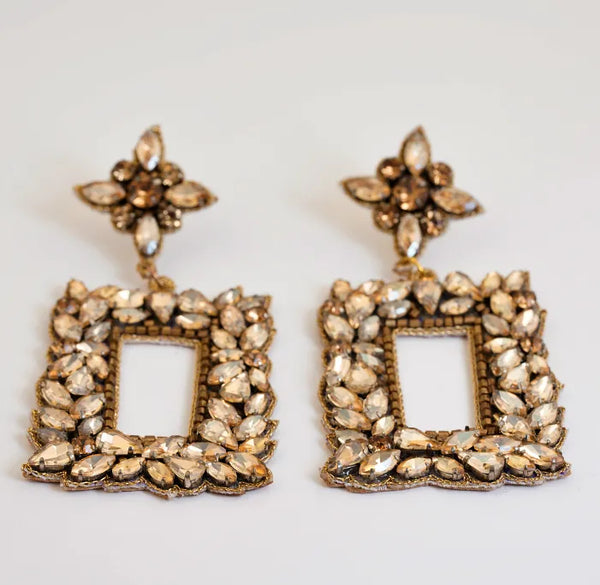 Gold Square Sparkle Earrings