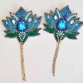 Blue Lotus Chain Drop Earrings