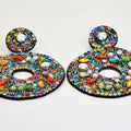 Multicolour Stone Round Earrings
