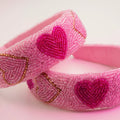 Pink Heart Beaded Headband