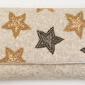 Black & Gold Star Beaded Clutch