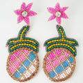 Pink Pineapple Drop Earrings