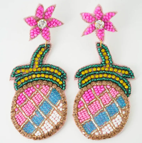 Pink Pineapple Drop Earrings