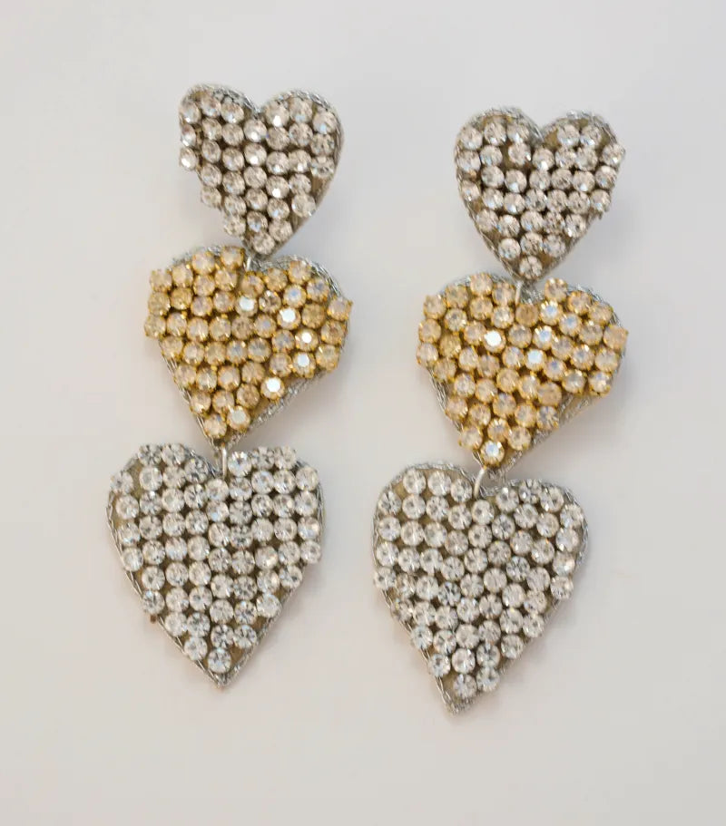 Triple Heart Stud Drops