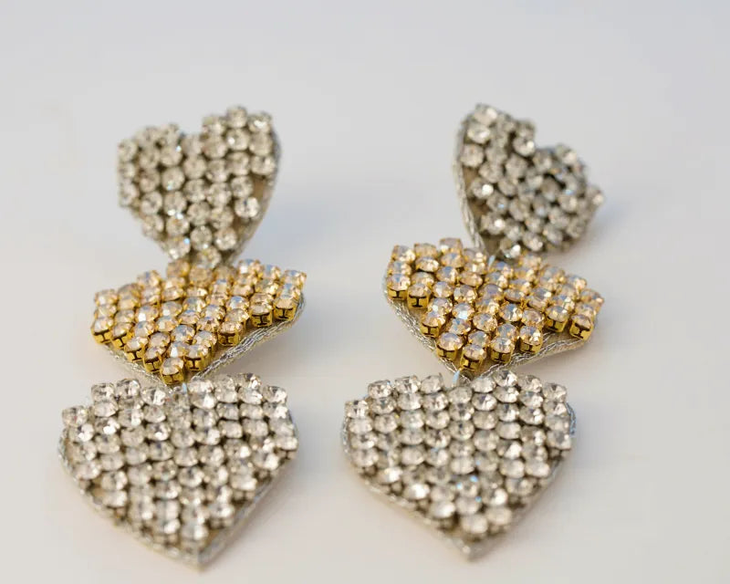 Triple Heart Stud Drops