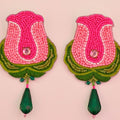 Pink Lotus Bud drop Earrings