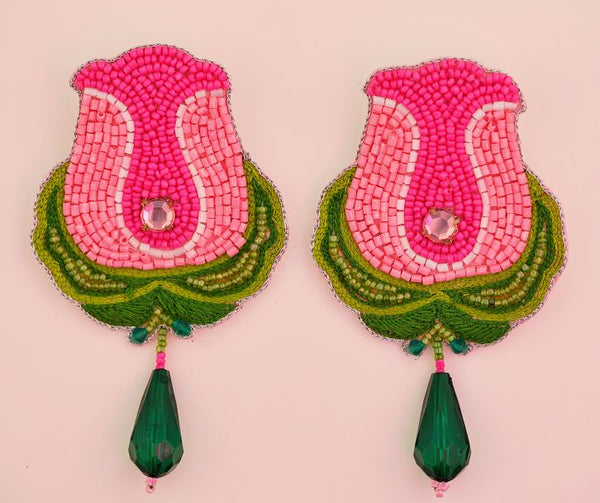 Pink Lotus Bud drop Earrings