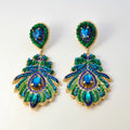 Peacock Feather Drop Earrings