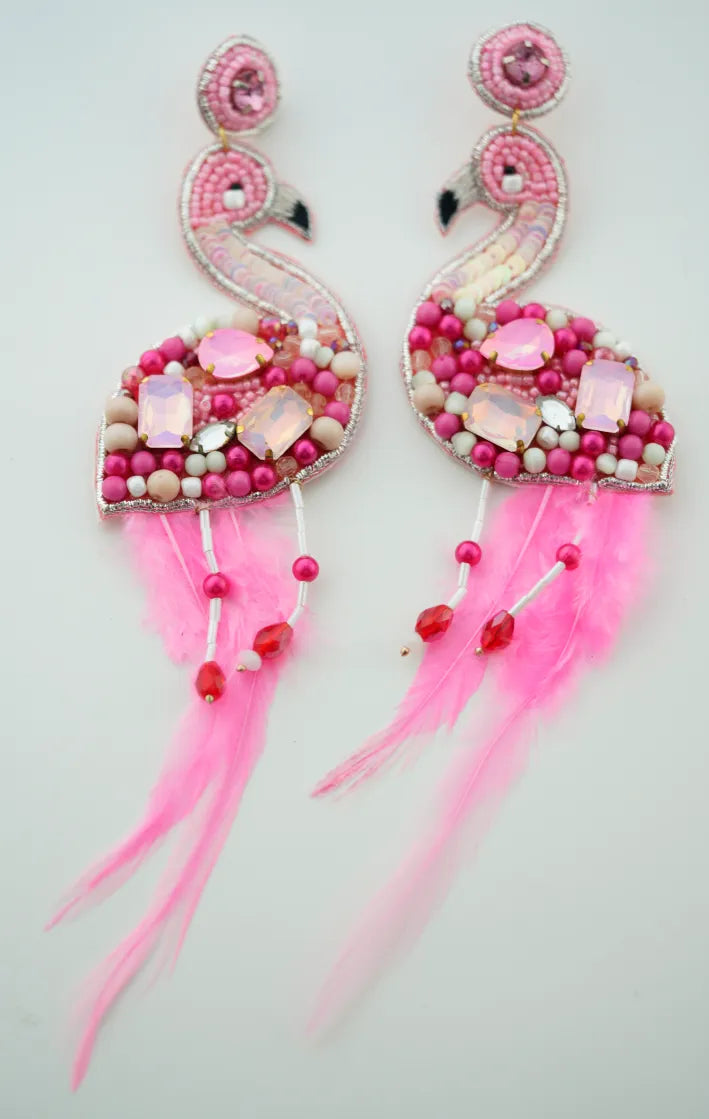 Pink Flamingo Drop Earrings