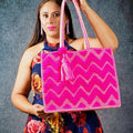 Pink Zigzag Tote Bag
