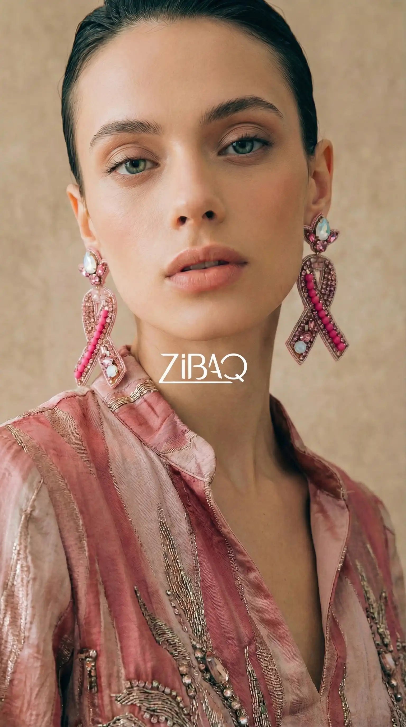 Pink Ribbon Drop Earrings