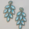 Aqua Blue Leaf Drop Earrings